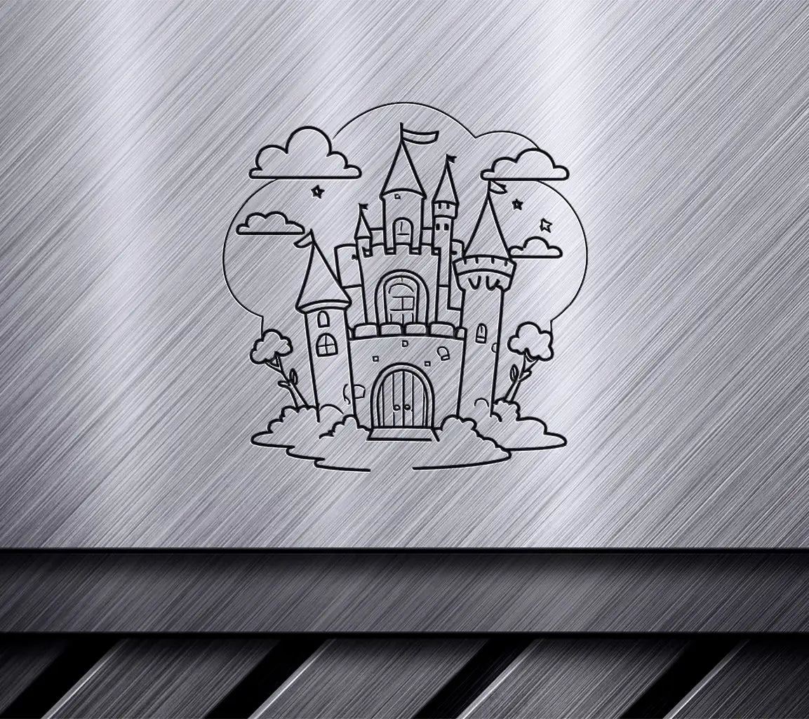 Cute Castle Coloring Page SVG -  Doodle for Toddlers SVG