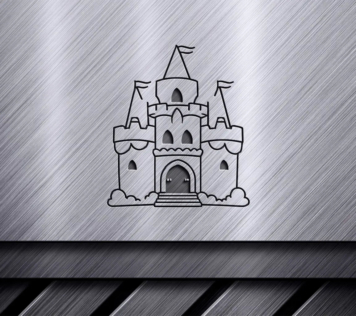 Cute Castle Coloring Page SVG -  Hand Drawn Illustration SVG