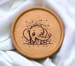 Cute Elephant with Circles SVG -  Cartoon Illustration SVG