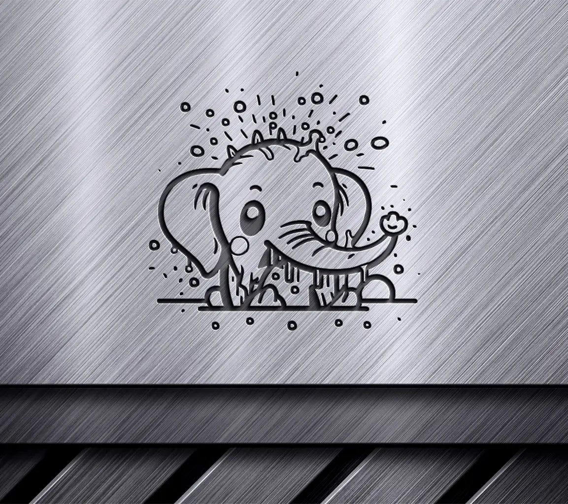 Cute Elephant with Circles SVG -  Cartoon Illustration SVG