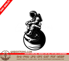  Astronaut on the Moon SVG - Vector Fantasy Illustration SVG