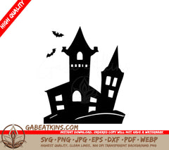 Haunted House Silhouette SVG -  Halloween Vector Graphic SVG