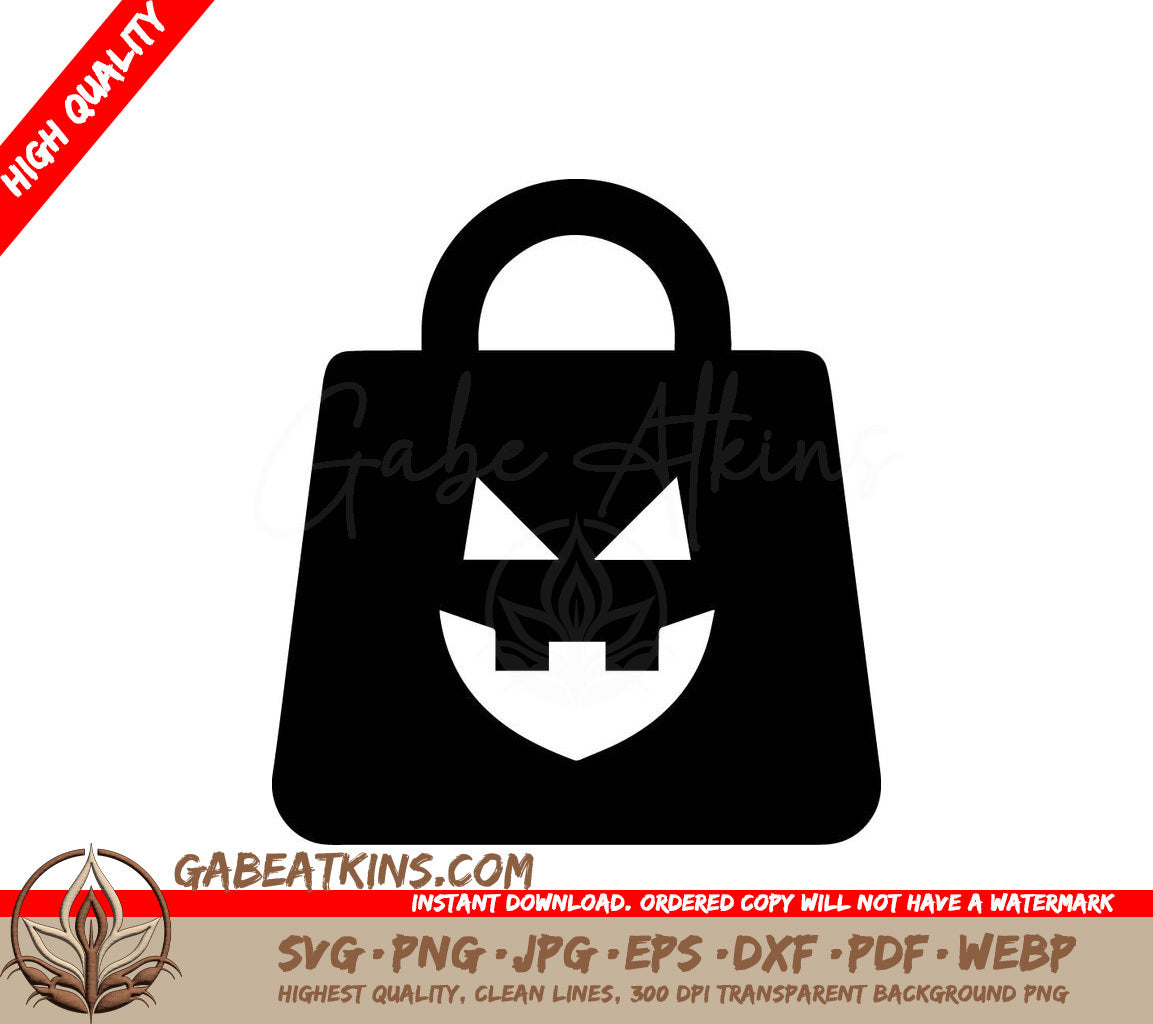 Halloween Shopping Bag Face SVG - Vector Illustration SVG