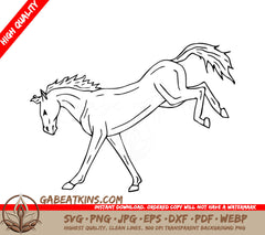  A Horse Standing On Its Hind Legs SVG - Vector hand drawn horse kicking SVG