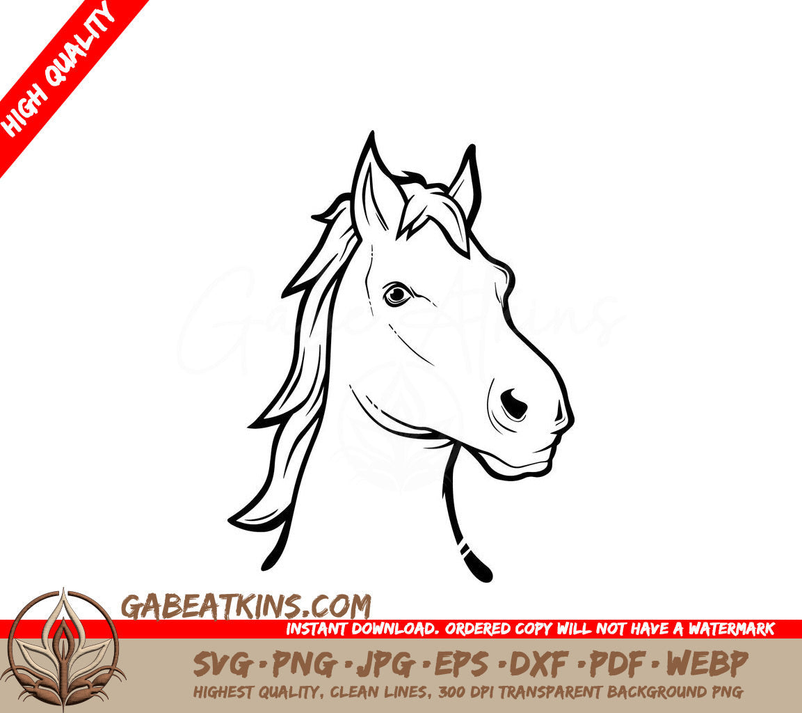  A Horses Head SVG - Vector illustration horse head line art SVG