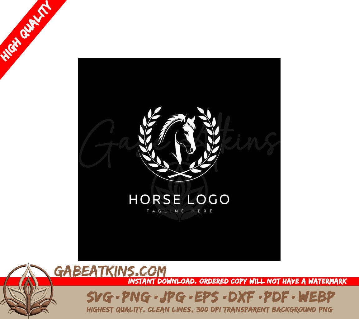 A Horses Head Is Surrounded By A Laurel Wreath On A Black Background . SVG - Vector logo horse with black background SVG