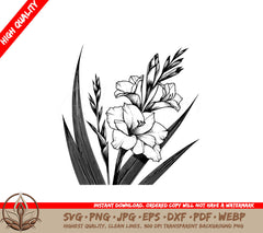 Vibrant Gladiolus SVG PNG JPG AI PDF DXF EPS and WebP Digital Download 
