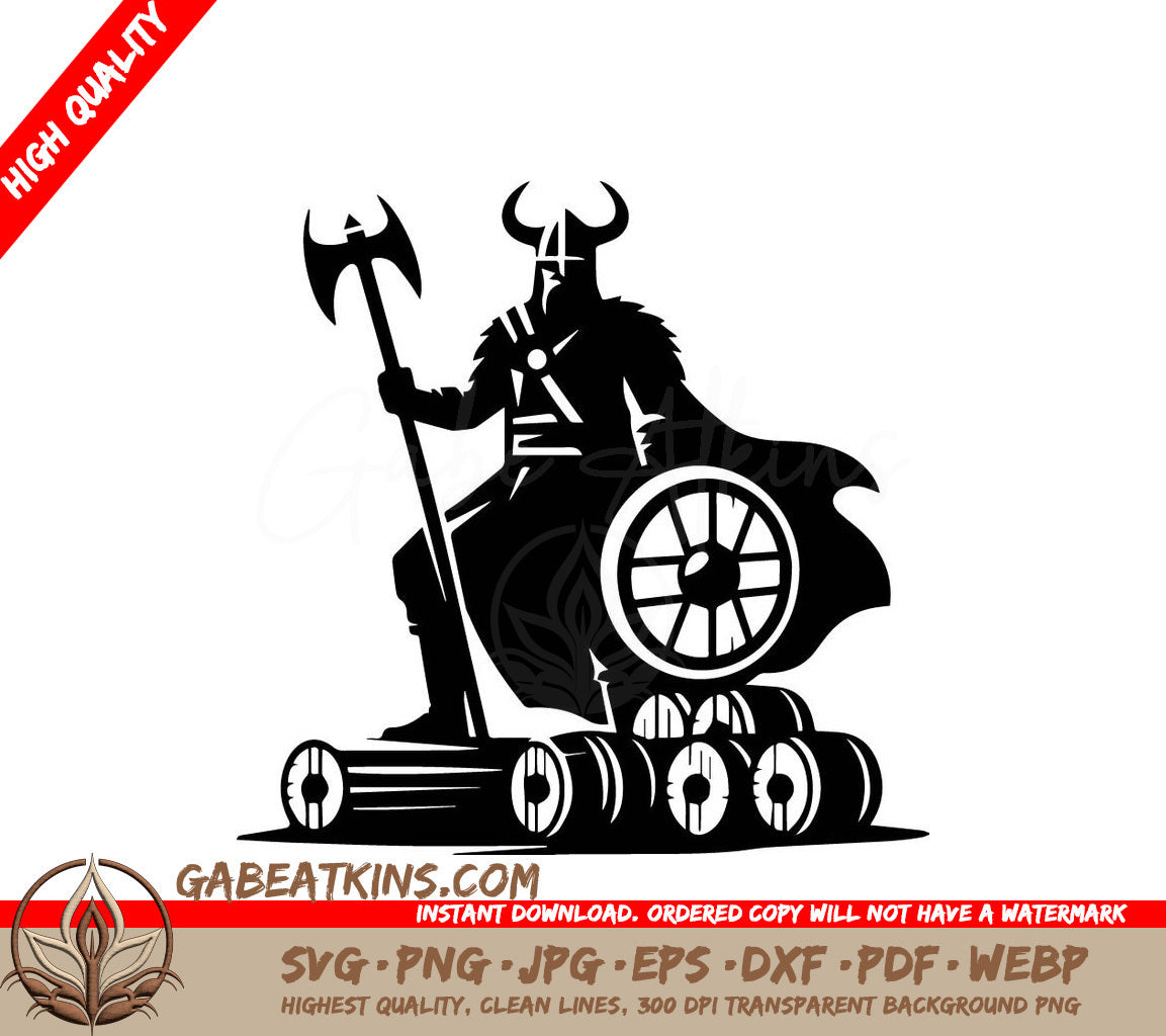 Viking Warrior Silhouette SVG -  Drawing SVG