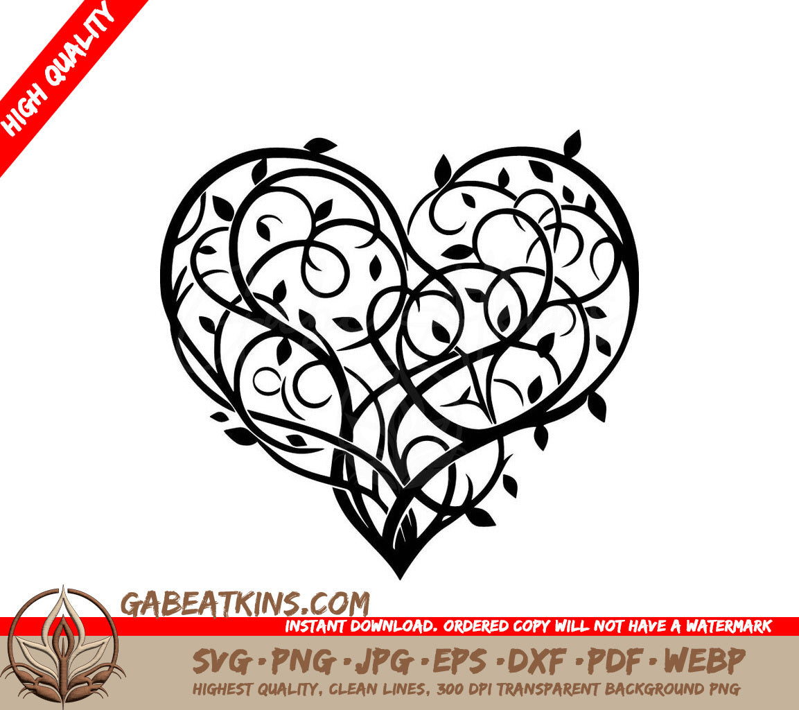  A Heart Made Of Branches And Leaves SVG - Vineyard Heart SVG