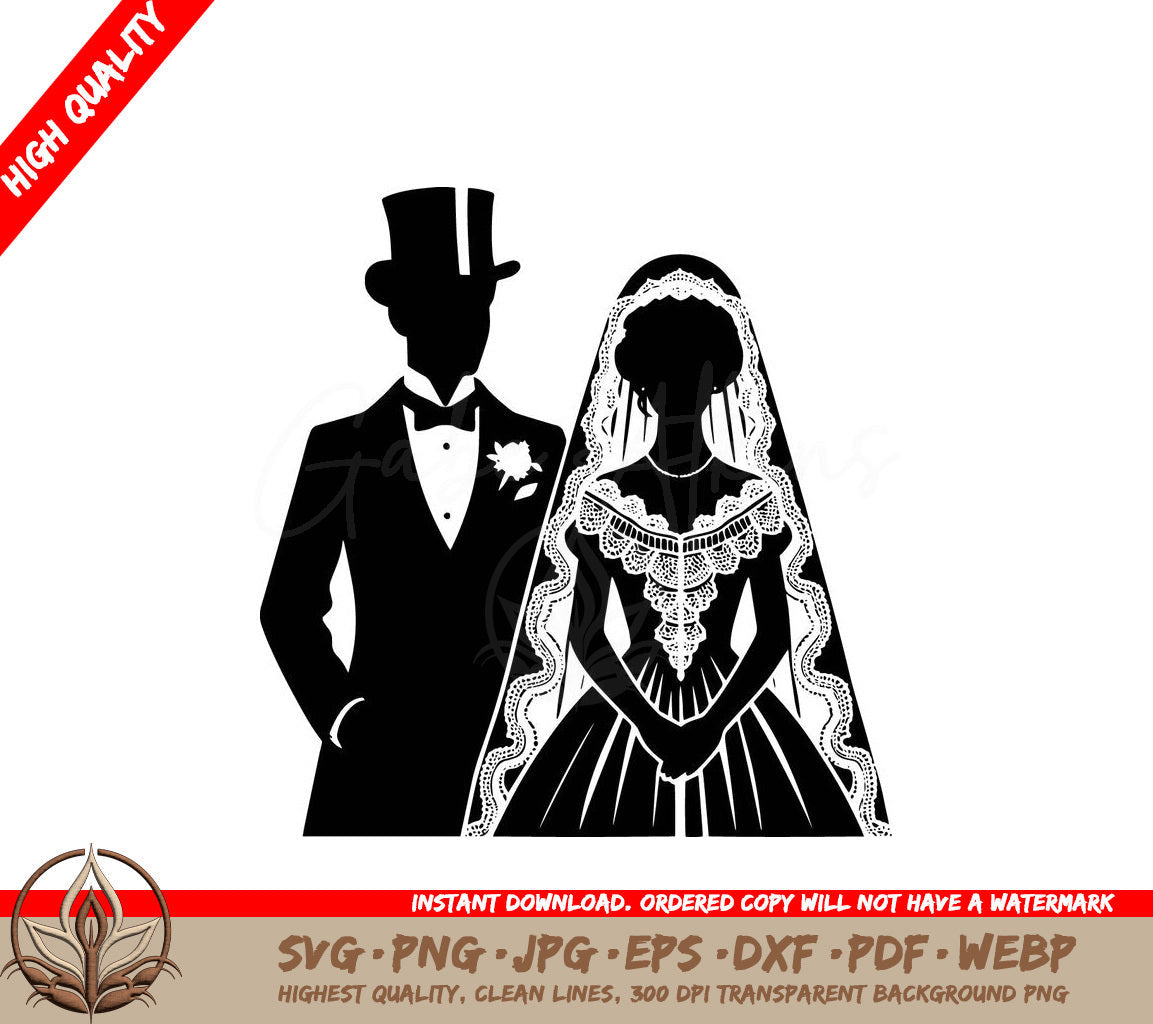 Vintage Newlyweds Digital Design in Multiple File Formats (SVG, PNG, JPG, AI, PDF, DXF, EPS, WebP) 
