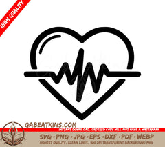 A Heart With A Heartbeat Line Inside Of It SVG - Vitality Pulse SVG