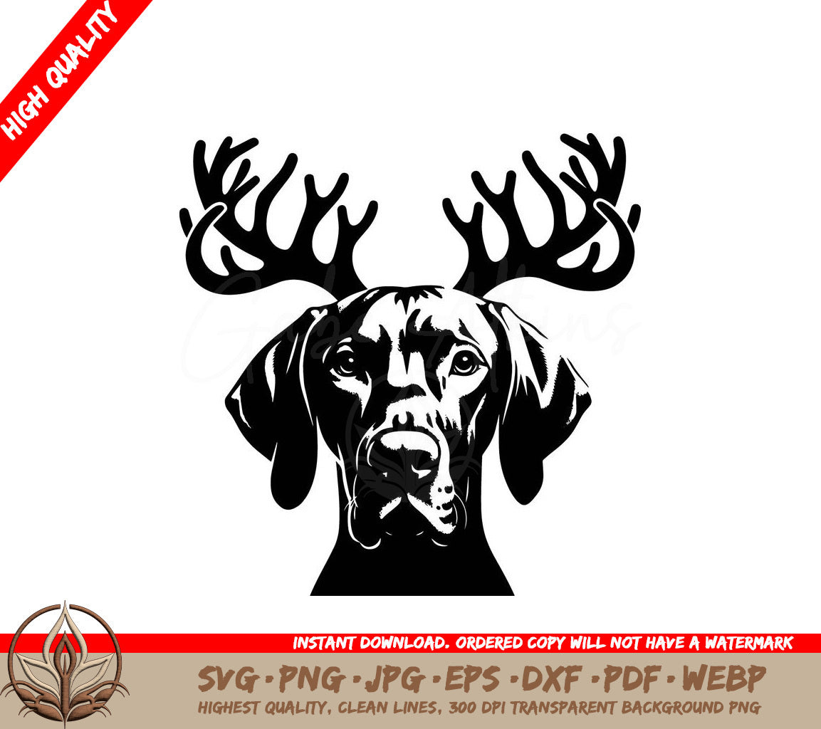 Vizsla Antlers Digital Design Files (SVG, PNG, JPG, AI, PDF, DXF, EPS, WebP) 
