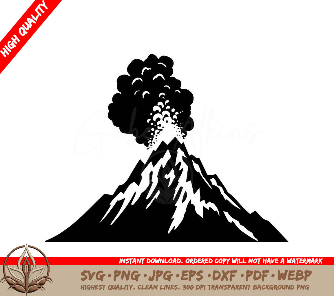 Volcano Erupting Digital Design in Multiple File Formats 
