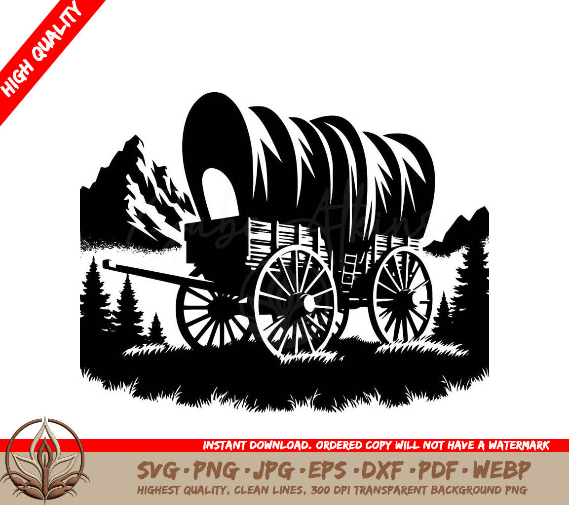 Wagon Trail Adventure - Digital Design File (SVG, PNG, JPG, AI, PDF, DXF, EPS, WebP) 
