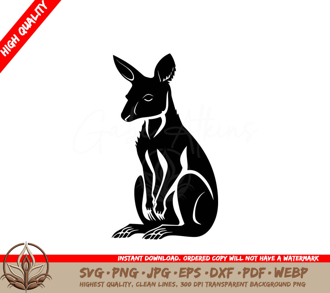 Wallaby Kangaroo Digital Design in Multiple File Formats (SVG, PNG, JPG, AI, PDF, DXF, EPS, WebP) 
