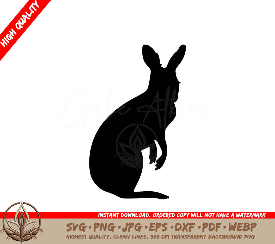 Wallaby Standing - Digital Design Cut File (SVG, PNG, JPG, AI, PDF, DXF, EPS, WebP) 
