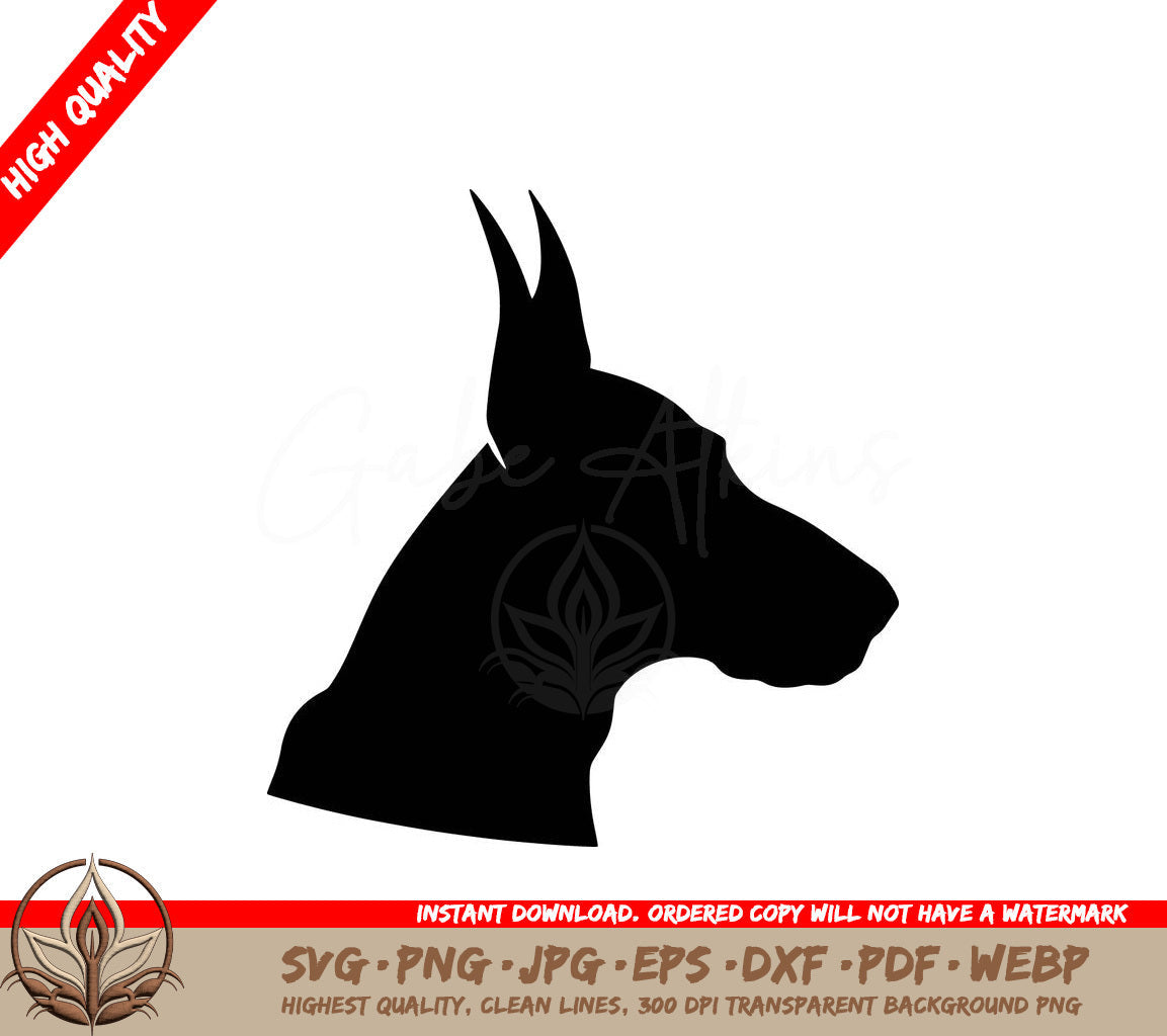 Watchful Doberman Digital Design File (SVG, PNG, JPG, AI, PDF, DXF, EPS, WebP) 
