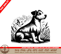 Watchful Forest Dog: Digital Design File (SVG, PNG, JPG, AI, PDF, DXF, EPS, WebP) 
