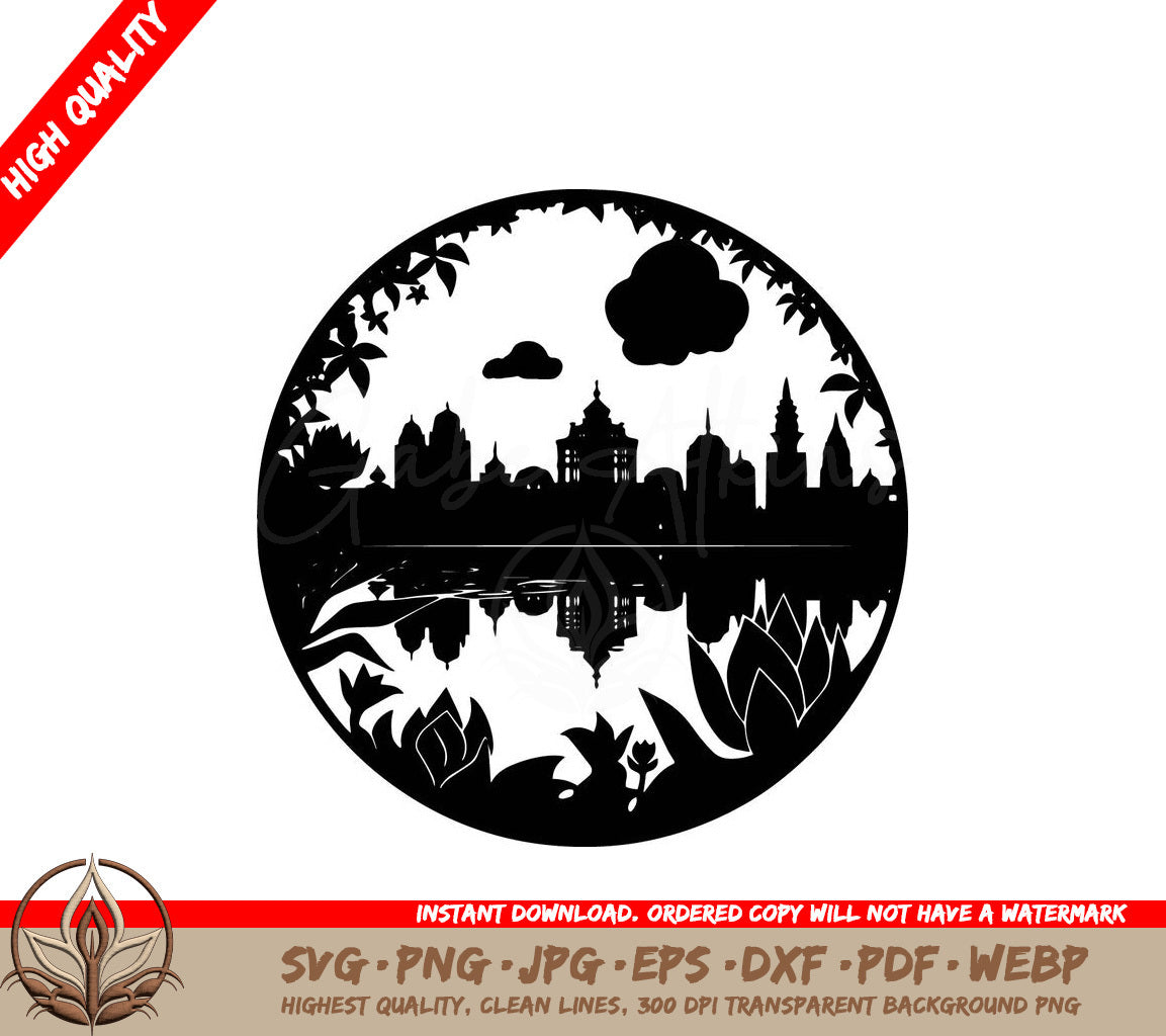 Waterfront City - Digital Cut File in SVG, PNG, JPG, AI, PDF, DXF, EPS and WebP Formats 
