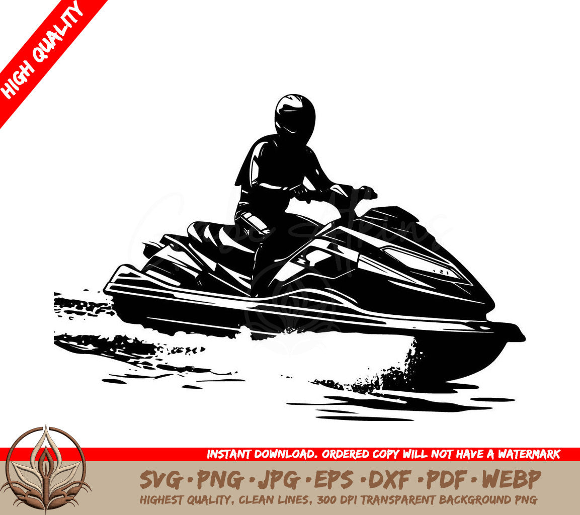 Wave Riding Jetski Digital Design in Multiple File Formats 
