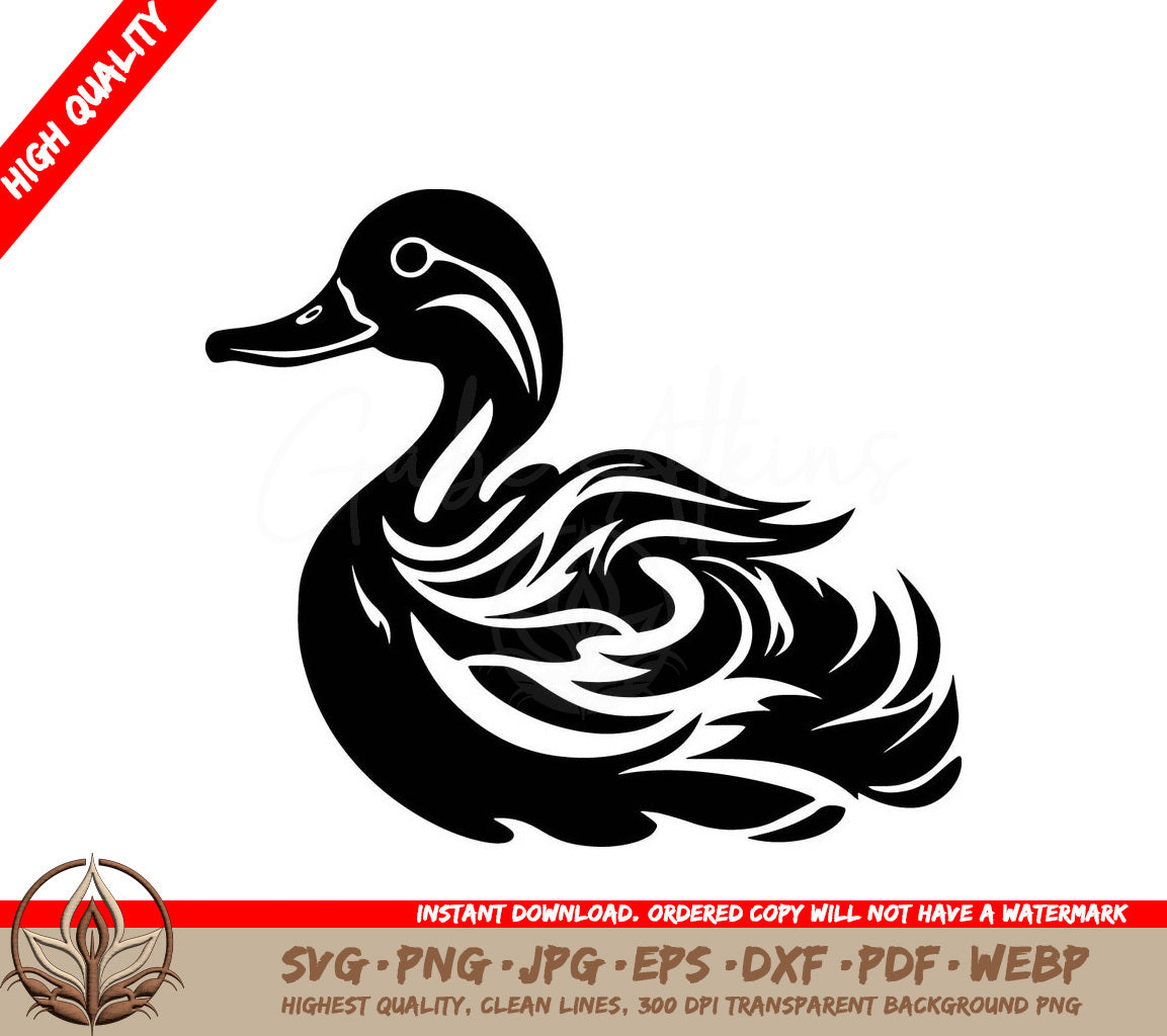 Wavy Ducky Digital Design File (SVG, PNG, JPG, AI, PDF, DXF, EPS, WebP) 
