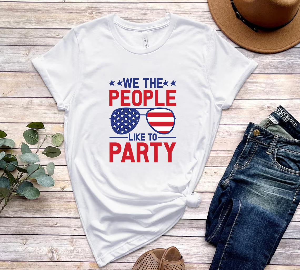 We The People Like to Party SVG For Cricut & Silhouette | Featuring Am | Featuring American Flag Aviator Glasses