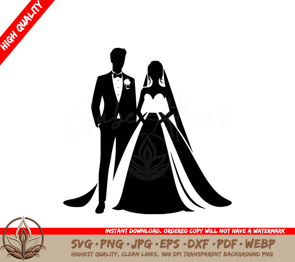 Wedding Day Couple Digital Design in SVG, PNG, JPG, AI, PDF, DXF, EPS and WebP Formats 
