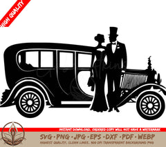 Wedding Limo Digital Design Cut File in SVG, PNG, JPG, AI, PDF, DXF, EPS and WebP Formats 
