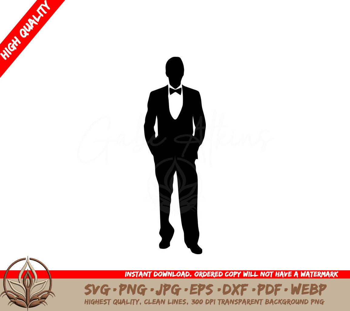 Wedding Tuxedo Digital Design Files (SVG, PNG, JPG, AI, PDF, DXF, EPS, WebP) 
