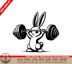 Weight Lifting Rabbit Digital Design in Multiple File Formats 
