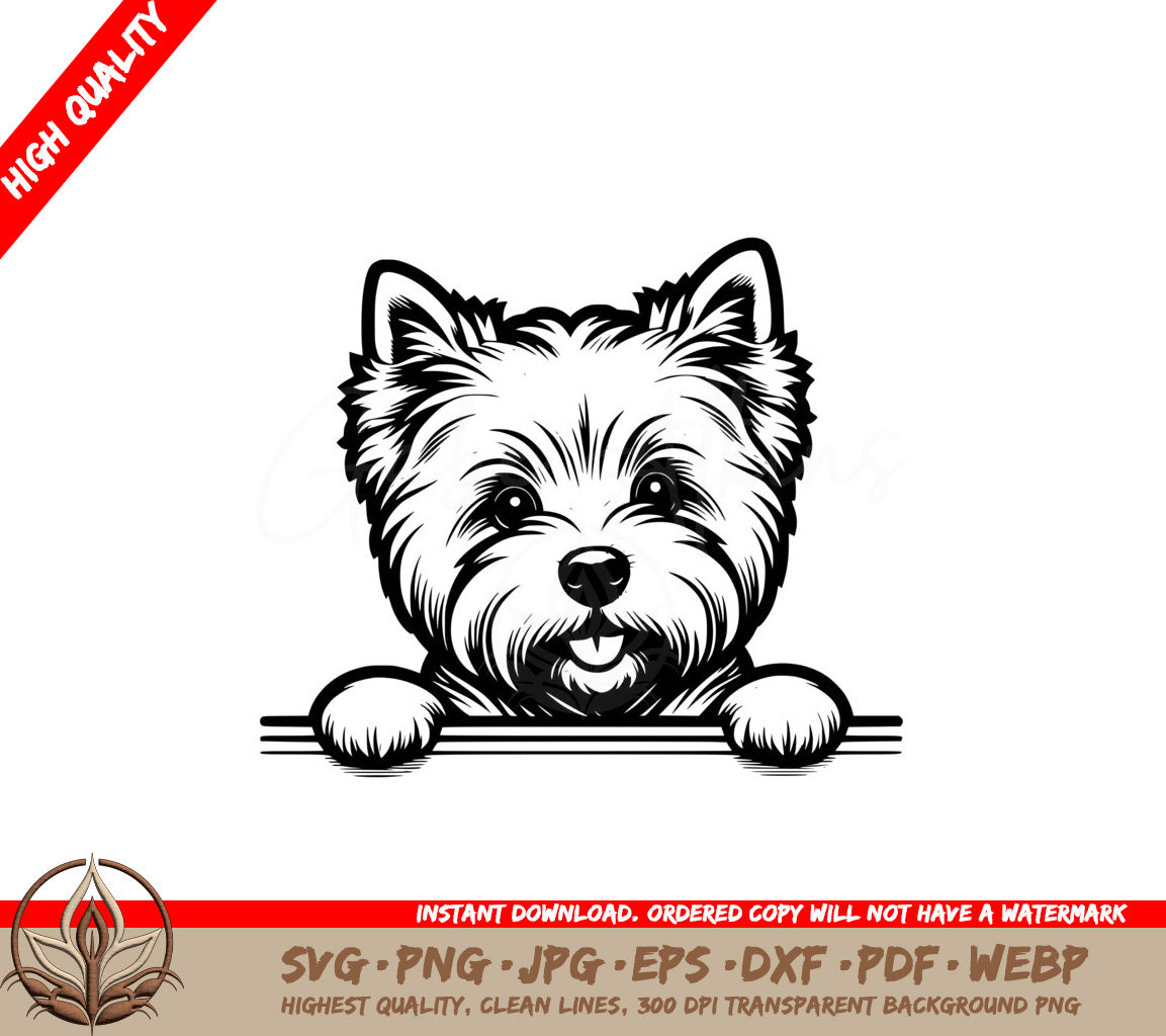 West Highland Terrier Peeking SVG PNG JPG AI PDF DXF EPS and WebP Digital Download 
