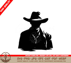 Western Cowboy Digital Design - SVG, PNG, JPG, AI, PDF, DXF, EPS and WebP File Formats 
