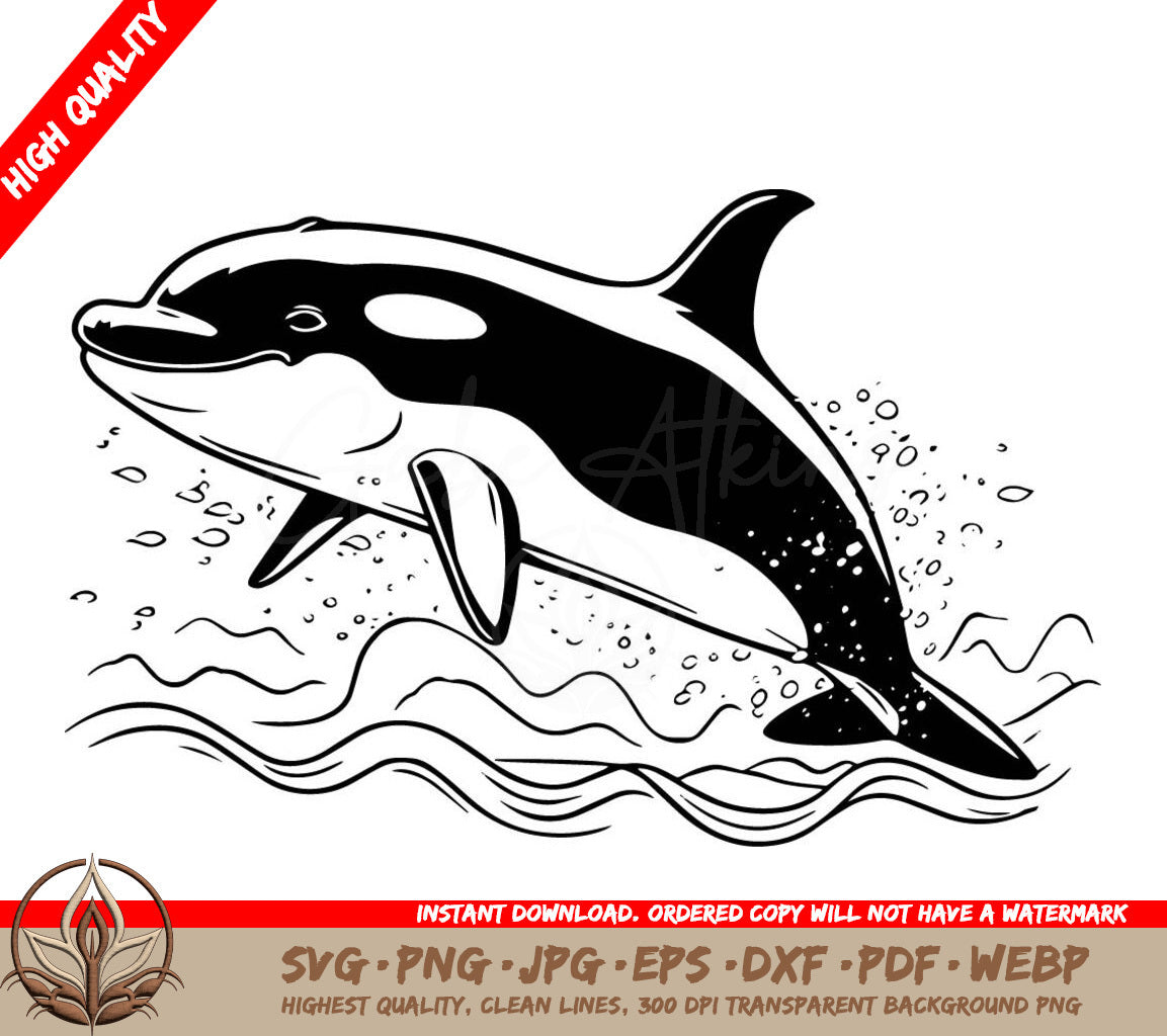 Whale Jump - Digital Design in Multiple File Formats (SVG, PNG, JPG, AI, PDF, DXF, EPS, WebP) 
