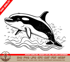 Whale Jump - Digital Design in Multiple File Formats (SVG, PNG, JPG, AI, PDF, DXF, EPS, WebP) 
