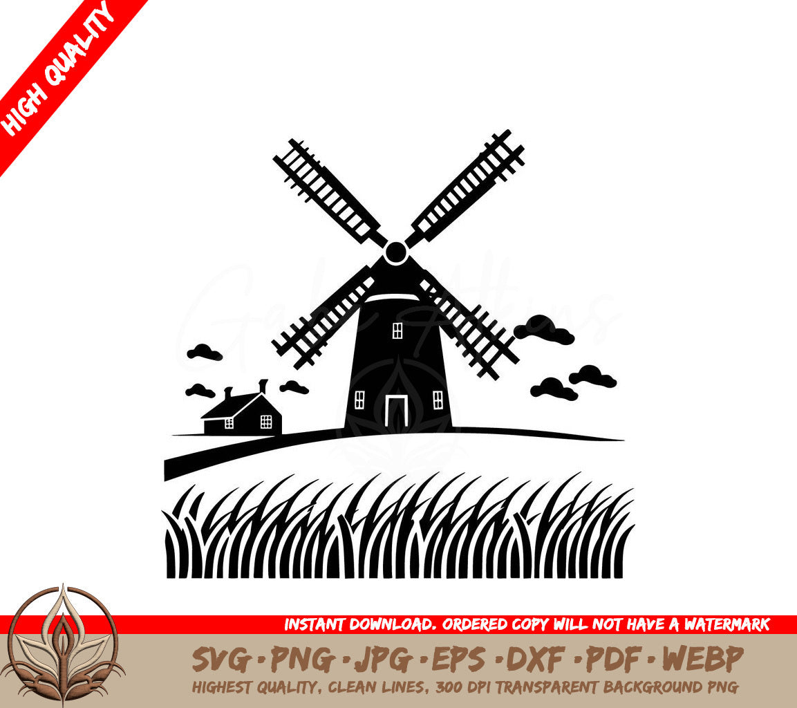 Wheat Field Landscape Digital Design Cut File in SVG, PNG, JPG, AI, PDF, DXF, EPS and WebP Formats 
