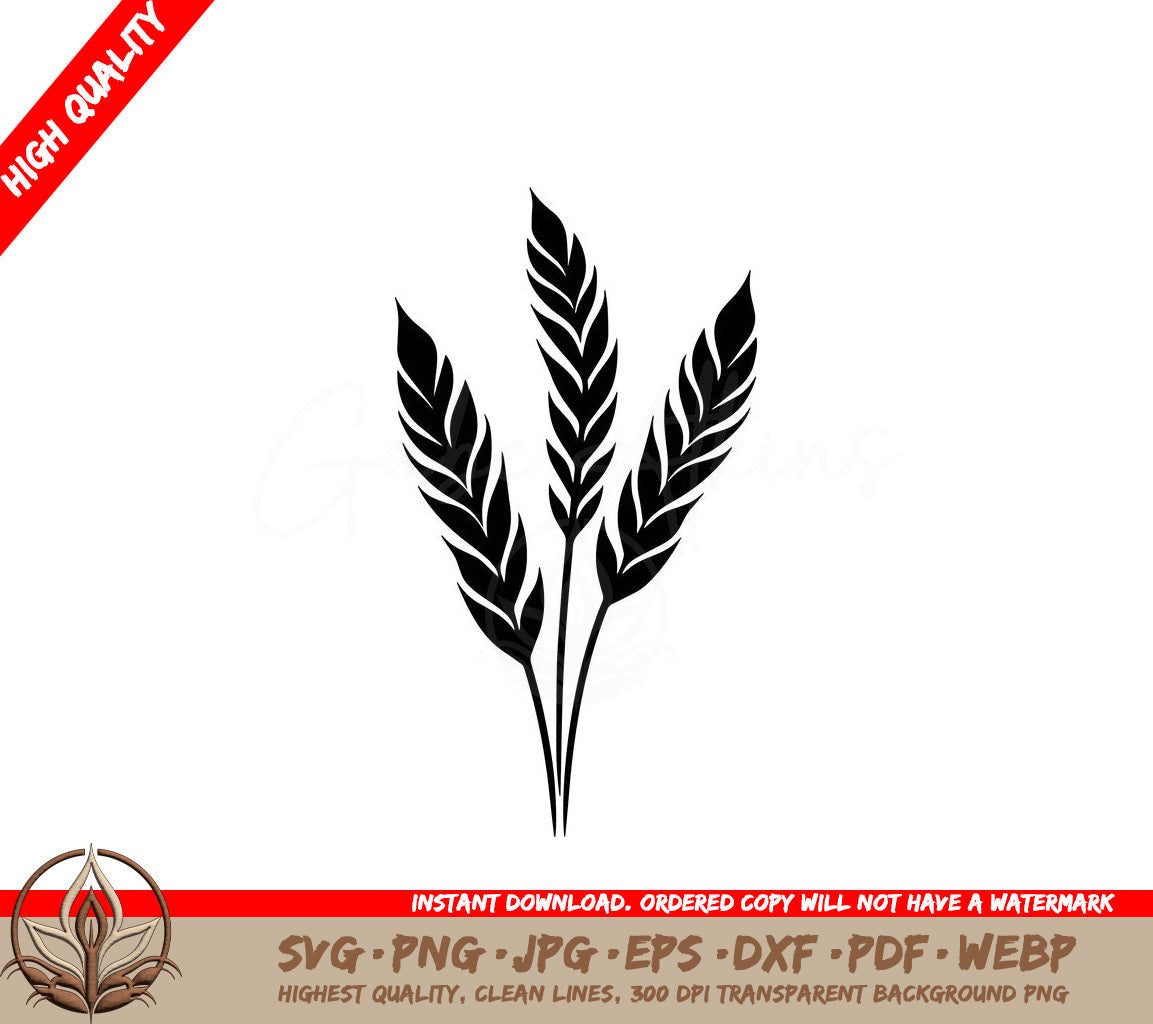 Wheat Trio Digital Design File (SVG, PNG, JPG, AI, PDF, DXF, EPS, WebP) 
