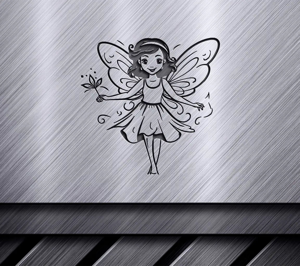 Whimsical  Fairy Holding Flower SVG - Cartoon Hand Drawing SVG