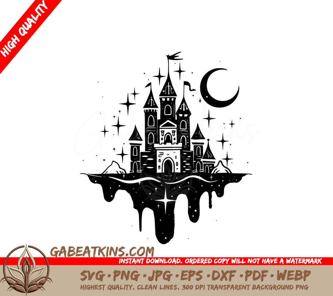 Whimsical  Castle SVG with Crescent Moon SVG