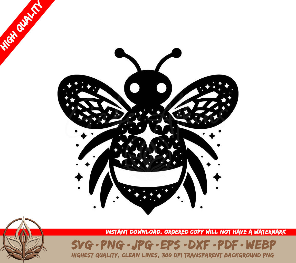 Whimsical Bee Digital Design File (SVG, PNG, JPG, AI, PDF, DXF, EPS, WebP) 
