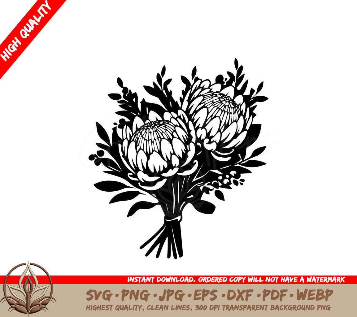 Whimsical Protea Assortment Digital Design in Multiple File Formats 
