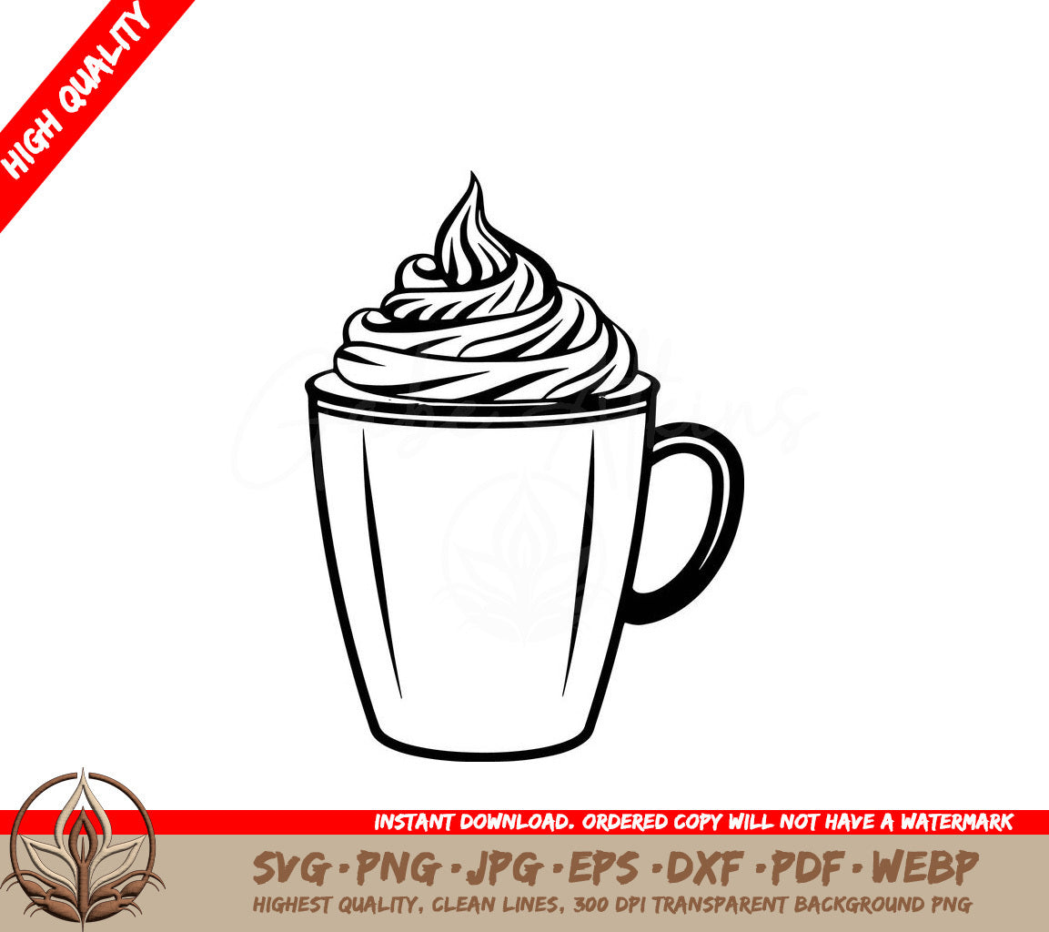 Whipped Coffee Delight Digital Design File (SVG, PNG, JPG, AI, PDF, DXF, EPS, WebP) 
