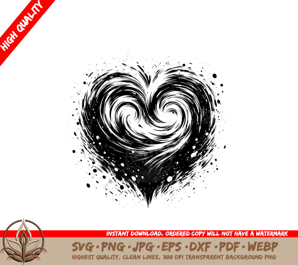 Whirling Heart Splash SVG PNG JPG AI PDF DXF EPS and WebP Digital Download 
