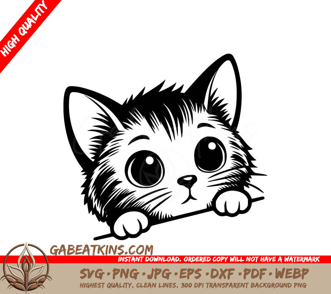  A Cat Peeking Over A Sign SVG - Whisker Whispers SVG