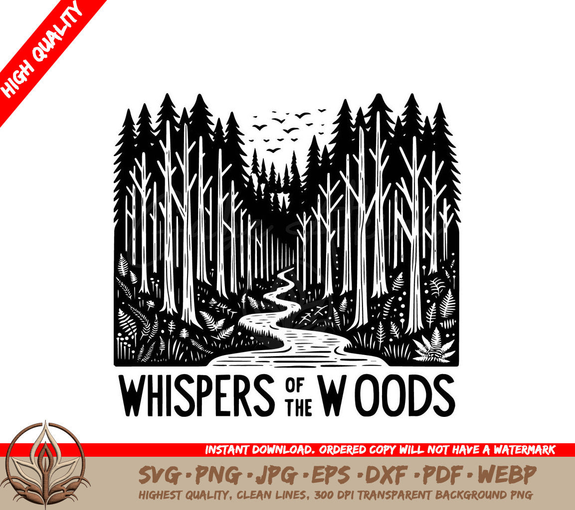 Whispers of the Woods: Digital Design File (SVG, PNG, JPG, AI, PDF, DXF, EPS, WebP) 
