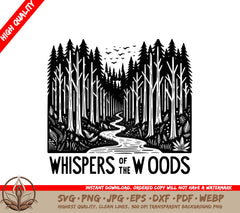 Whispers of the Woods: Digital Design File (SVG, PNG, JPG, AI, PDF, DXF, EPS, WebP) 
