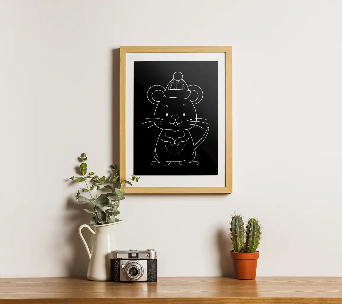  Mouse in Hat SVG - Chalk Drawing Illustration SVG