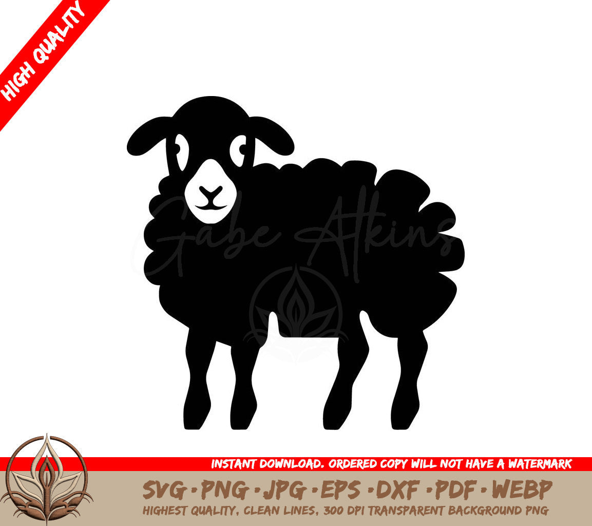 White-faced Sheep Digital Design File (SVG, PNG, JPG, AI, PDF, DXF, EPS, WebP) 
