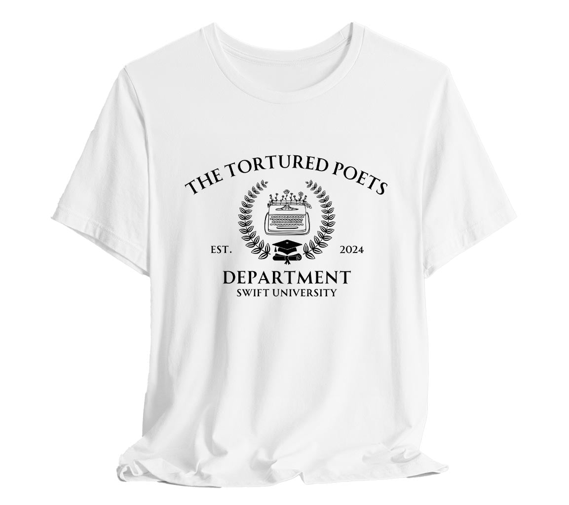 The Tortured Poets Department Swift University T-Shirt | TTPD Swift University T-Shirt | Taylor Swift Inspired T-Shirts Commemorating New Album Release, Taylor Swift T-Shirt, The Tortured Poets Department Merch, TTPD Shirt, Swiftie Merch, New Album Merch, Taylor Swift Fan Gift, College Tee, Fan Club Tee, Bella Canvas 3001 t-shirt