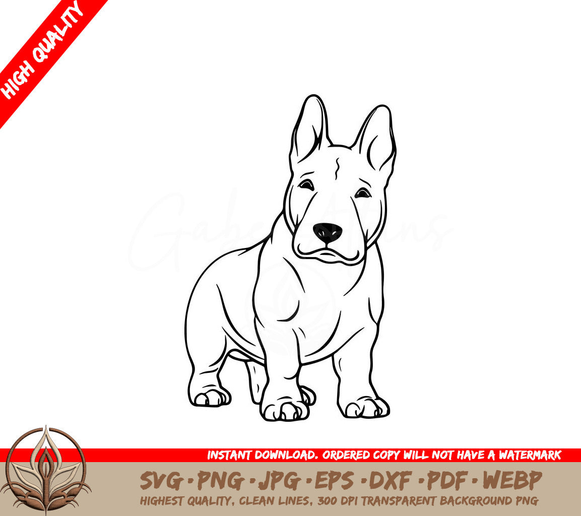 White Bull Terrier Digital Design in Multiple File Formats (SVG, PNG, JPG, AI, PDF, DXF, EPS, WebP) 
