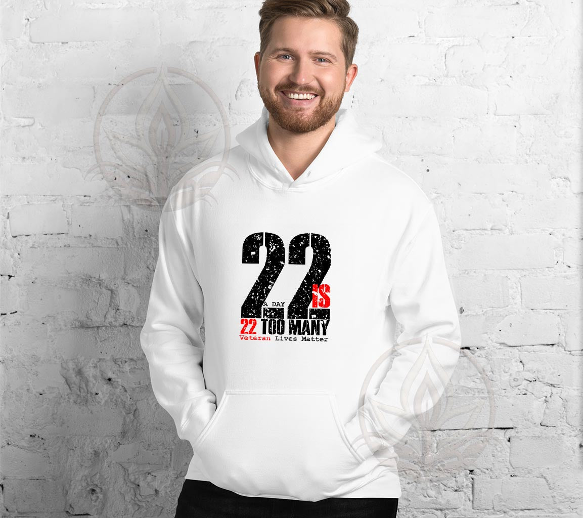 22 A Day is 22 Too Many Veteran Support Hoodie | End Veteran Suicide | | Veteran Suicide Awareness Hoodie